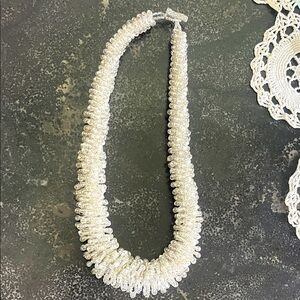 Vintage small silver beaded tubular whimsical necklace